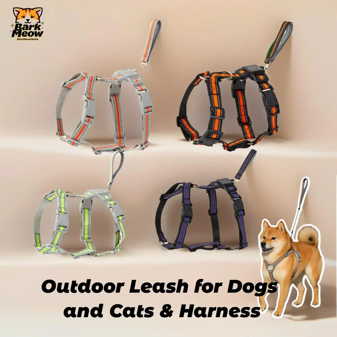 Bark Meow Ghoststuffs One-Piece Retractable Harness for Cats & Dogs Durable Anti-Blast Reflective Webbing Comfortable Vest 100kg Pulling Capacity Outd