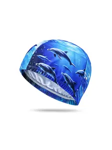 Adult swimming cap, fashionable swimming cap, polyester fiber, one size fits all, comfortable and durable, suitable for beaches and swimming pools, cute marine animal patterns, ideal gift for water sports enthusiasts