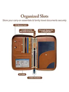 Premium Zippered Passport Wallet, Travel Organizer with 4 Card Slots & ID Window, Secure Passport Holder for Men & Women, Travel & Daily Use