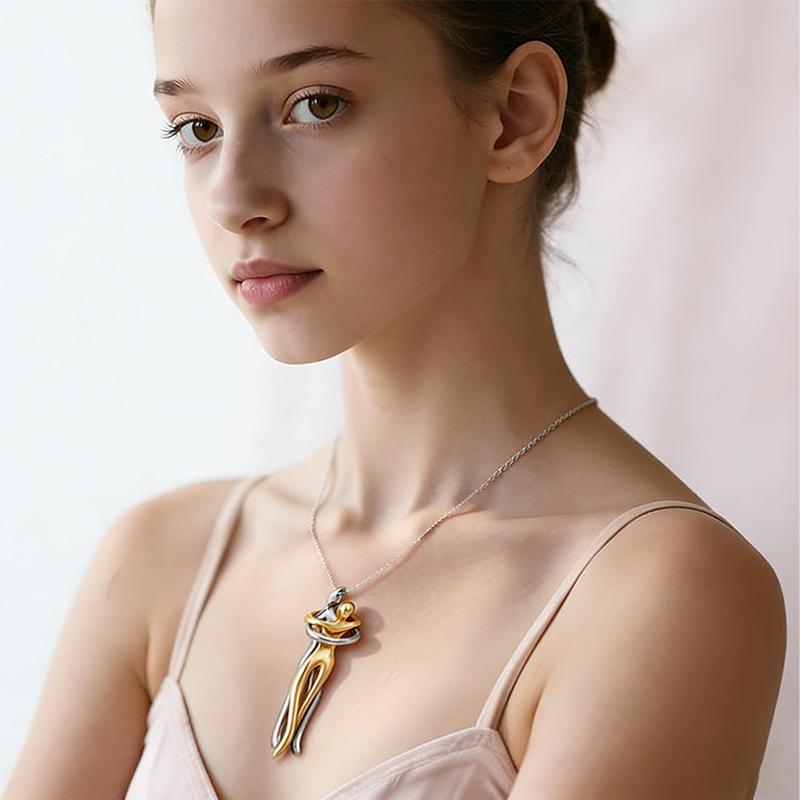 Couple Hug Necklace for Women – Romantic Christmas Gift from Boyfriend or Husband | Ready Gift Box & Love Note | Anniversary, Birthday Jewelry