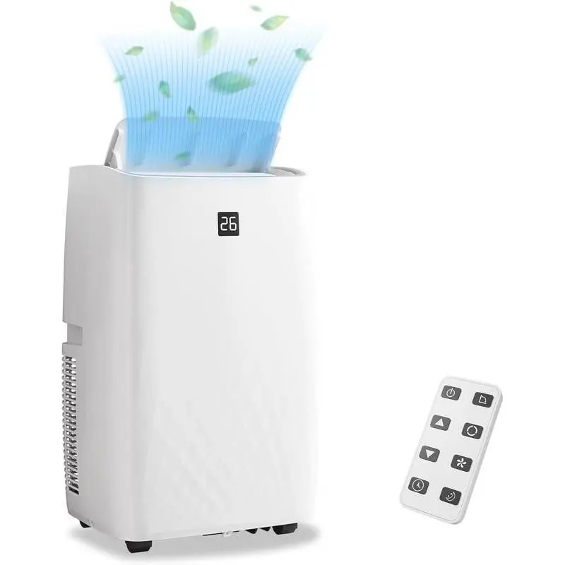 12,000 BTU Portable Air Conditioner - Cools Rooms Up to 700 Sq. Ft., Features Remote Control, Sleep Mode, 24H Timer, and Easy Window Installation Kit