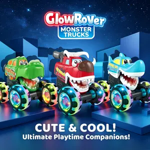Hot-selling across the internet: press-activated light-up big foot car! Seven-Color Shining Tire Animal-Shaped Inertia Rolling Toy — Drop-Resistant, Parent–Child Interactive Mini Game for Boys; Fun Light-Up Toy for Indoor/Outdoor Use, Top Gift Choice