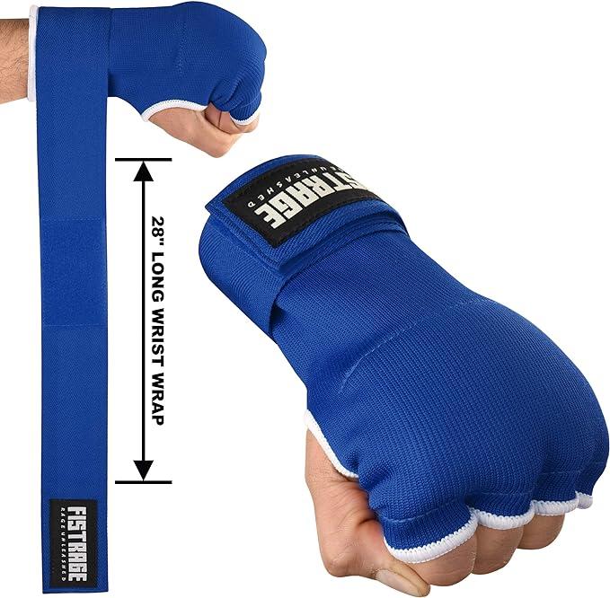 FISTRAGE Boxing Hand Wraps Inner Gloves for MMA & Kickboxing - Gel-Padded V-Foam, Elasticated Padded Cotton Bandage, Long Lasting Velcro Closure, Supportive Fit
