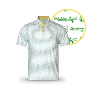 Drinking Sport Master Men's Polo Shirt with Colorful Print, Short Sleeves, Button Front, Breathable Design for Casual Wear