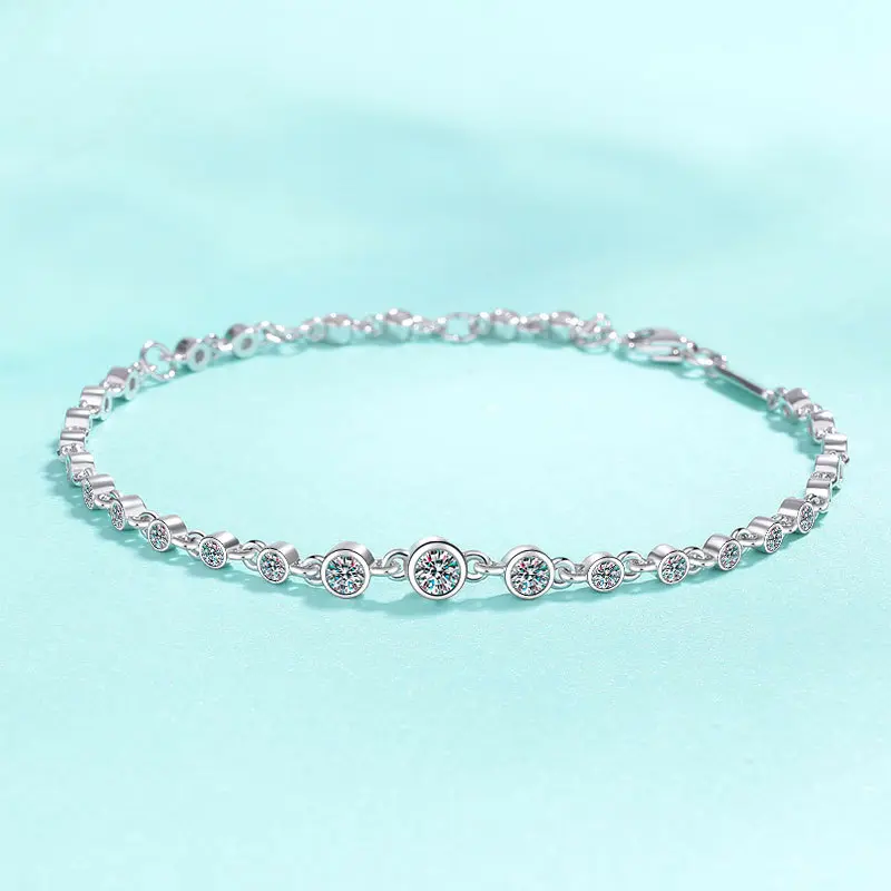 925 Silver Moissanite Bracelet – Dainty Sparkling Non Tarnish Jewelry, Minimalist Gift for Her 2025, Looks Like Real Diamond