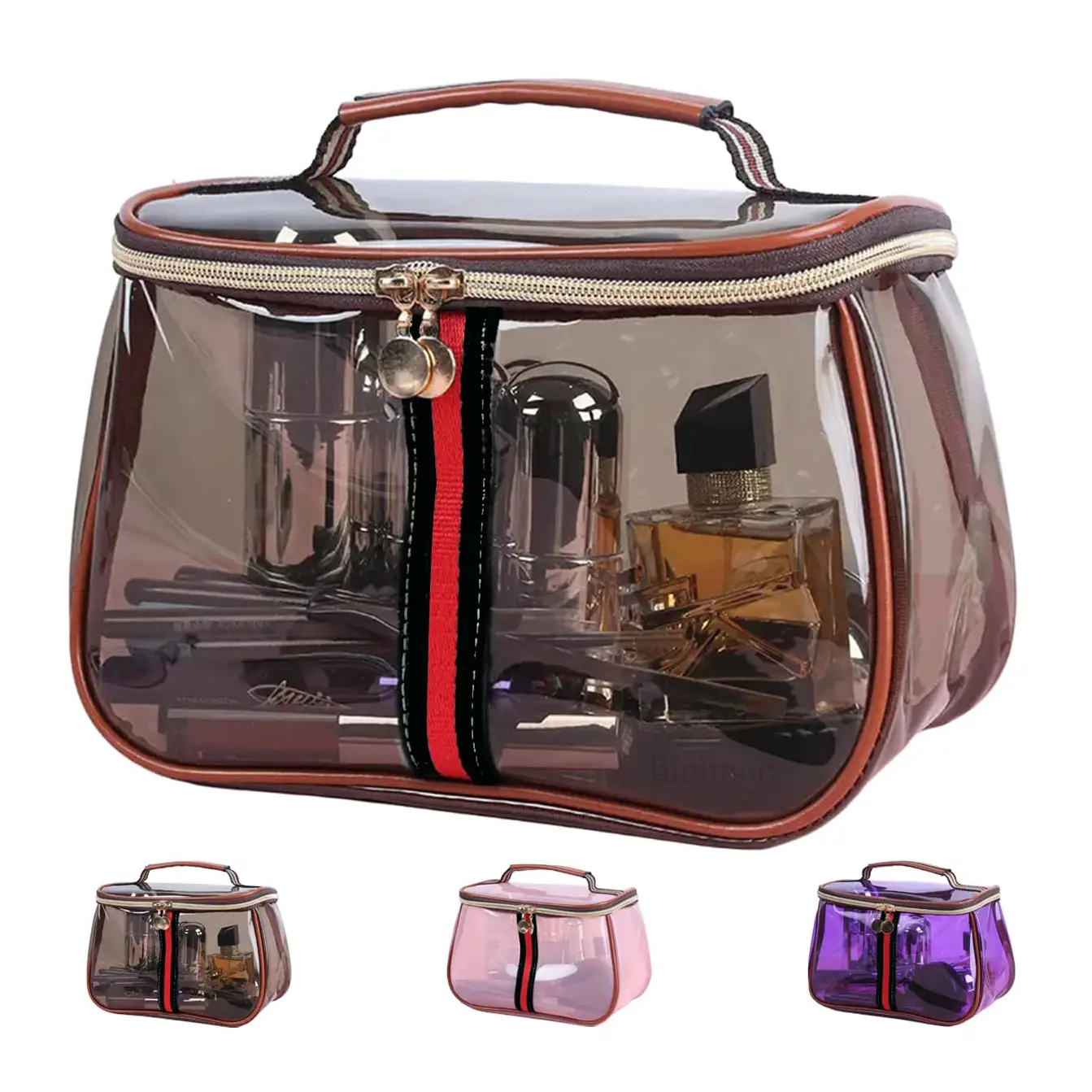New Retro Vintage Vanity Bag, Vintage Makeup Bag, Ladies Large Capacity Makeup Organizer, Waterproof Transparent with Zipper Toiletry Bag, Women Ladie