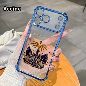 Phone Case for iPhone 17 Pro Max 16 15 Plus Air 14 13 12 11 E Haiti's Symbolic Emblem Pattern Four Corners Reinforced Shockproof Transparent Soft Silicone Cover