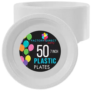 7 In. White Plastic Plates | 50 Count 7 In. White Plastic Plates | 50 Count