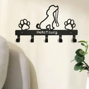 Cifbuy Wall-Mounted Coat Rack, Dog Paw Metal Hook with 5 Hooks, Key Towel Organizer, Home Entryway Storage Shelf, Decorative Design