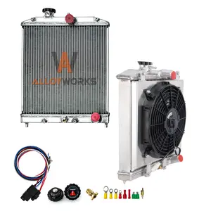 Alloyworks 2 Row Radiator with Shroud Fan Relay For 1992-2000 Honda Civic D15 16 EK EG Integra MT
