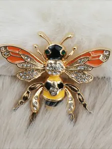 Fashion Bee Design Brooch, Cute Rhinestone Decorated Insect Design Brooch, Durable Metal Pins, French Pin, Clothes Accessories for Women & Men, Creative Gift, Suitable for Birthday Gift, Fashion Accessory, Jewellery