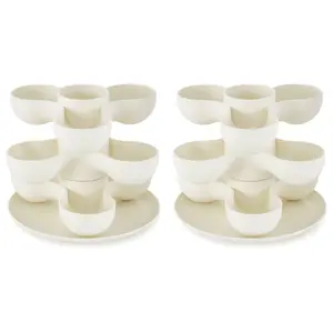 The HC Companies 8 Inch Pixie Indoor Stacking Plant Pot, Vanilla Bisque (2 Pack)