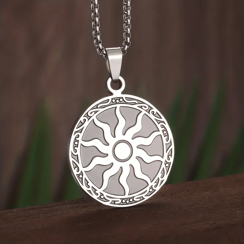 1pc Men'S Stainless Steel Vintage Apollo Amulet Sun God Pendant Necklace, Mythology Amulet Jewelry, for Men, Fashion