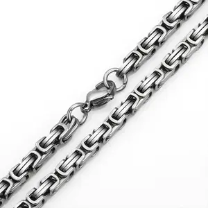 5mm Stainless Steel Byzantine Link Necklace Mens Box Chain Daily Jewelry Fashion Gifts