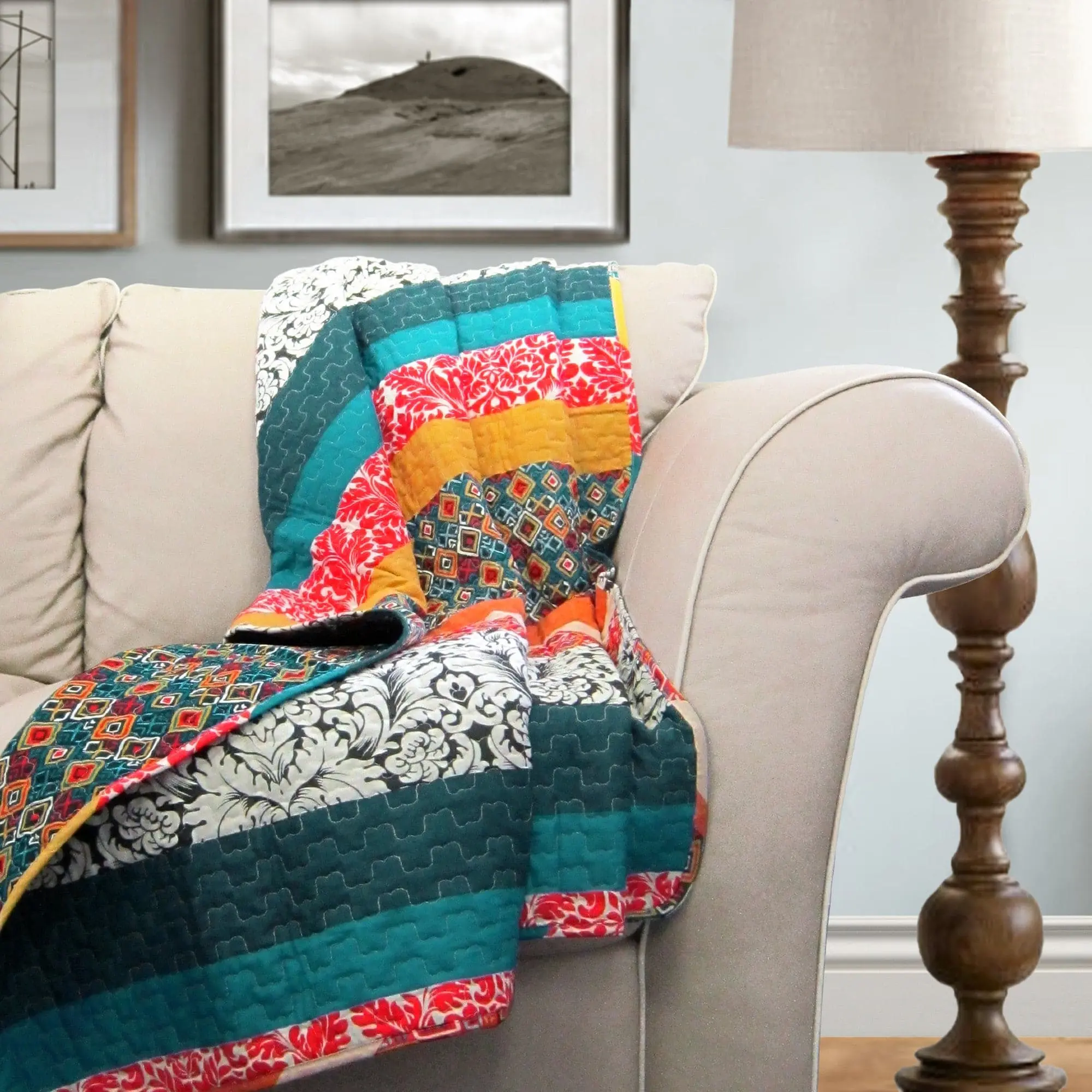 Lush Decor Whimsical Striped Soft Blanket Throw - Multi-Colored Quilted Bed Blanket for Beds Couches, Home Styling, Bed Blankets Lush Decor Whimsical Striped Soft Blanket Throw - Multi-Colored Quilted Bed Blanket for Beds Couches, Home Styling, Bed Blankets