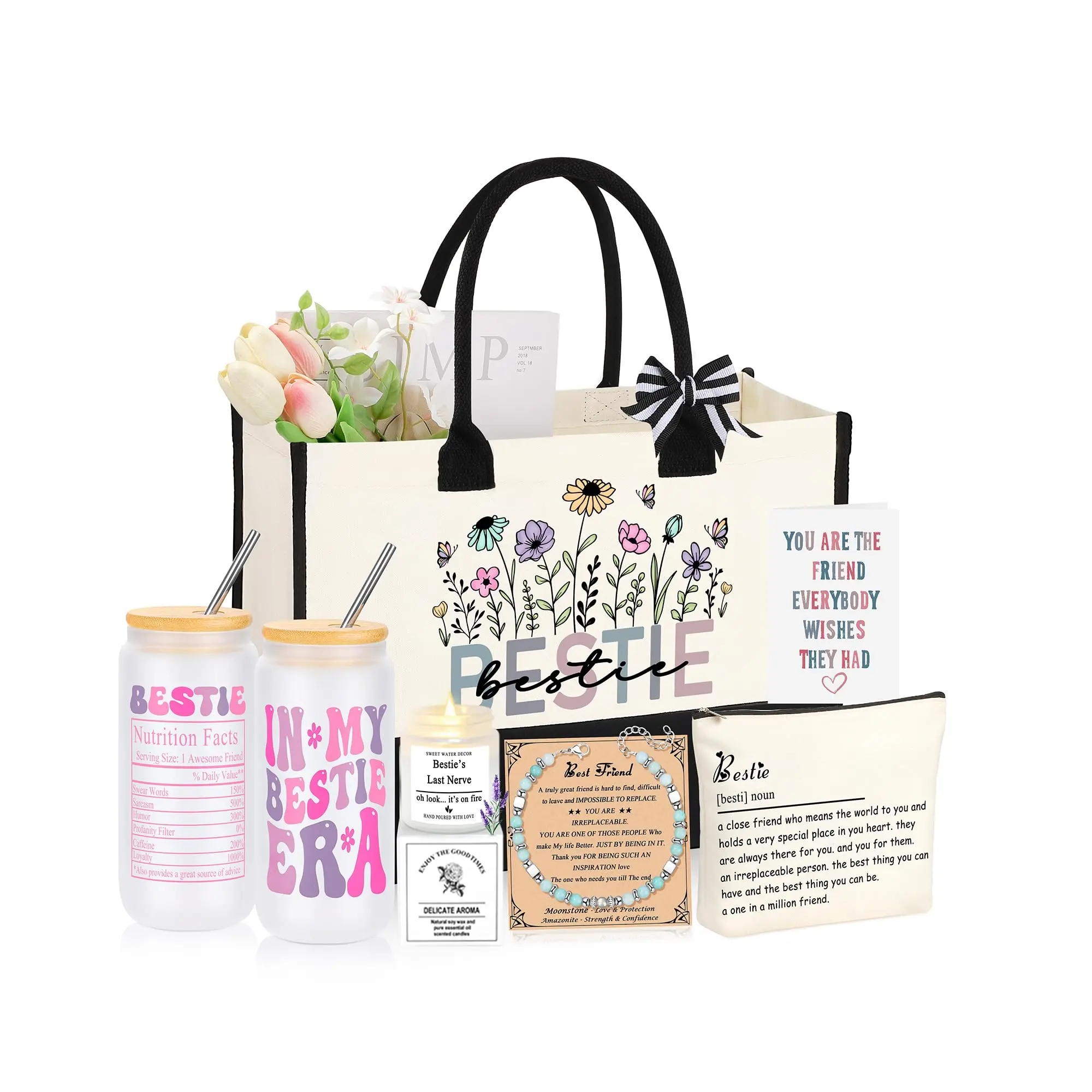 Friend Bestie Birthday Gifts For Women  Friendship Woman Christmas Mothers Day Valentines Ideas Presents Basket Set Of 6