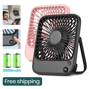 5000mAh & 2000mAh Portable Desk Fan, Ultra-thin Strong Wind Digital Display 4 Speeds Adjustable Small Silent Battery Powered Personal Fan for Bedroom, Office, Travel, Library, Outdoor