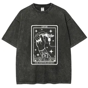 Men's Tattoo Artist Tarot Card Washed T-Shirt, featuring tattoo artist and tarot designs.