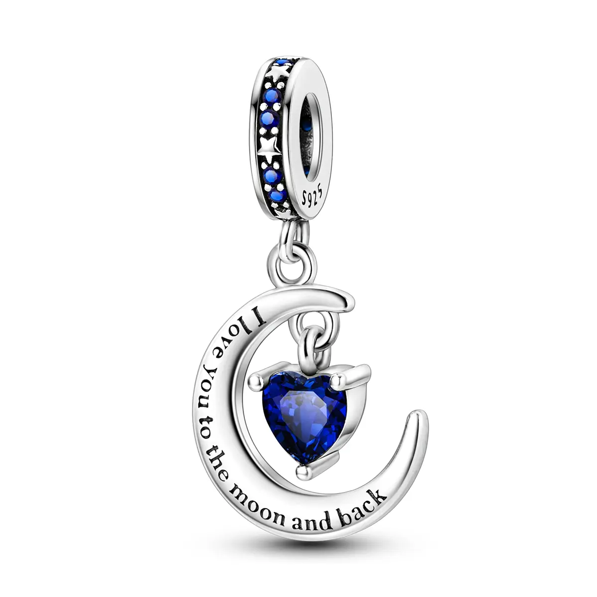 MULA Moon Heart Pendant | 925 Silver-plated blue zircon | Exquisite and elegant women's necklace | Perfect gift for girls and women, Love Pendant