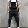 Men's Plain Ripped Pocket Denim Straps Overalls without Tee, Casual Button Denim Overall Pants for Daily Outdoor Wear, Fashion Men's Overalls for All Seasons, Everyday Overalls, Menswear