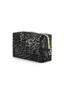 Single Pack Mesh Cosmetic Bag with Leopard Print Design, Makeup Organizer Pouch, Stylish and Functional Makeup Organizer for Women, Perfect for Travel and Daily Use