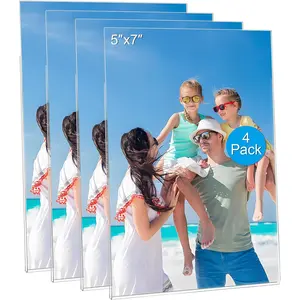 4 Pack 5x7 Acrylic Magnetic Picture Frames for Refrigerator, Magnetic Photo Holders for Display Photos & Children Artworks