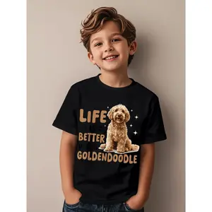Goldendoodle Dog Breed Life is Better with a Goldendoodle Funny Awesome Graphic Kid T-Shirt Popular Kid T Shirts Trending Tops Tees for Kid