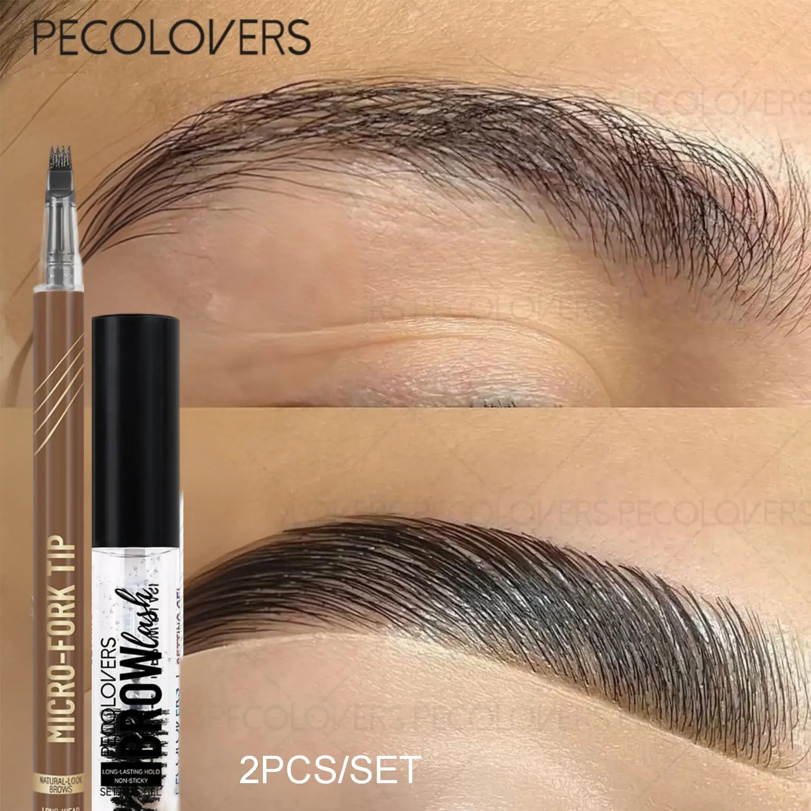 2pcs/set Four-Pronged Liquid Eyebrow Pencil + Waterproof Eyebrow Styling Filling & Defining Eyebrows Long Lasting Gel Eyebrow Styling Cream Makeup Everyday Brow Set Kit Brow Makeup Products