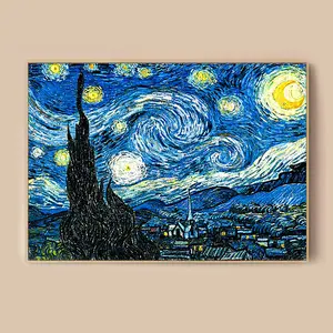 1Pc Starlit Sky Diamond Painting Full Round Home Van Gogh's Painting Style Mosaic DIY Diamond Sticker Modern Art 30x40cm/11.81x15.75in