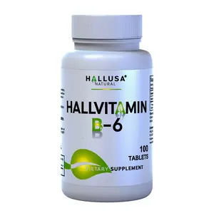 HALLUSA NATURAL Hallvitamin B-6 100 mg - 100 Tablets Dietary Supplement for Men & Women - Gluten-Free Organic GMO-Free - Daily Wellness & Fitness Support