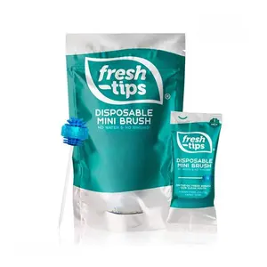 Fresh-Tips Disposable Mini Toothbrush - 30 Pieces - Peppermint Flavor - Sugar Free - No Water Needed - Travel Friendly - Whitens Teeth - Fresh Breath - Xylitol Ingredient