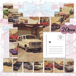 20pcs Postcards – 20 - piece Vintage Car Postcards: A Journey Through Automotive History in Watercolor Art!Collectible Home Decor, Scrapbooking,  Greeting Cards (4 x 6 inches）