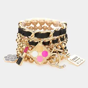 Material Girl Charm Bracelet Set - High-Quality Stretchable Charms