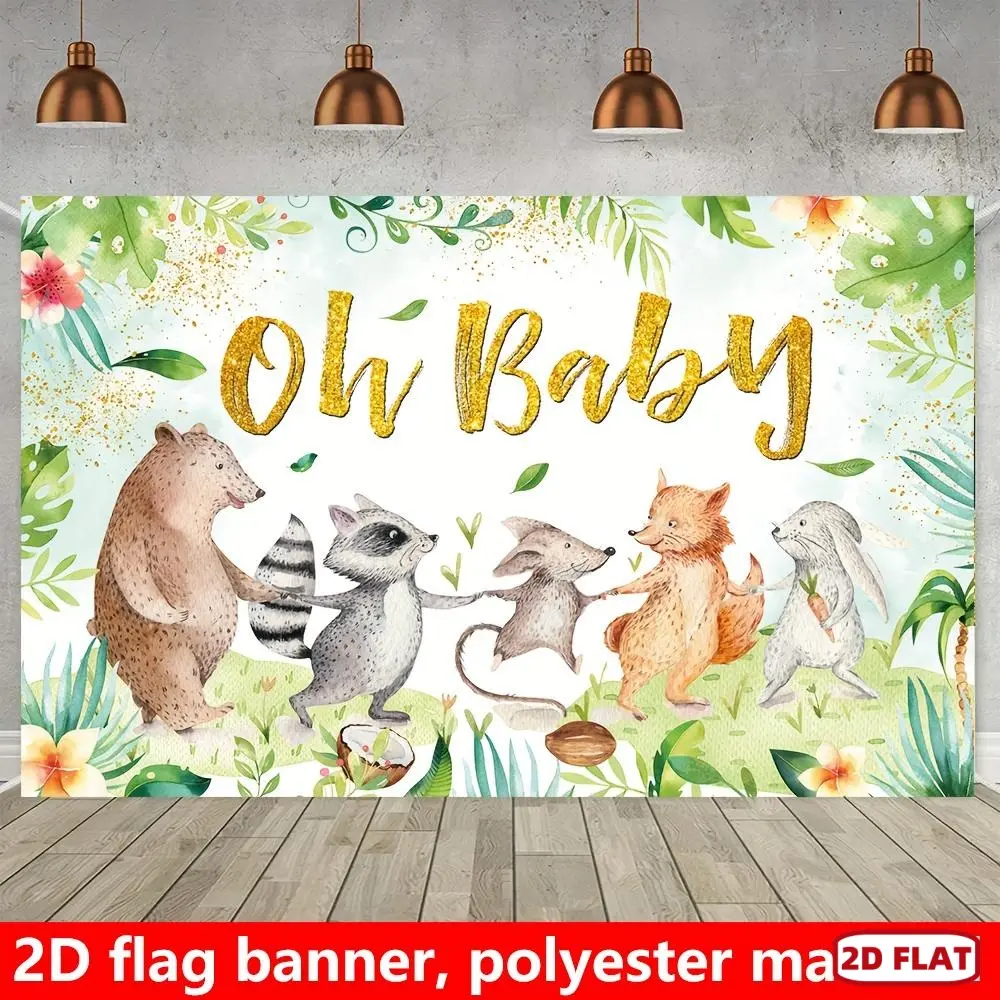 1pc 2D Flat banner , Flag Banner, birthday party decoration background, animal theme welcome christening, photo background cake table banner, wall decoration studio background