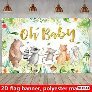 1pc 2D Flat banner , Flag Banner, birthday party decoration background, animal theme welcome christening, photo background cake table banner, wall decoration studio background