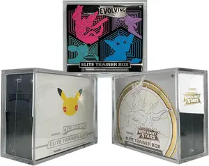 Acrylic ETB Case (3 Pack) - Secure Sliding Magnetic Top Loading Clear Case - Elite Trainer Box Clear Display Case 6mm Thick Acrylic - Compatible with Pokemon ETB Display Box Storage Container