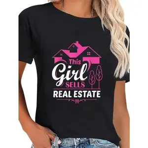 cotton Funny Real Estate Art For Women Realtor Real Estate Agent T-Shirt casual Fashion graphic tees women