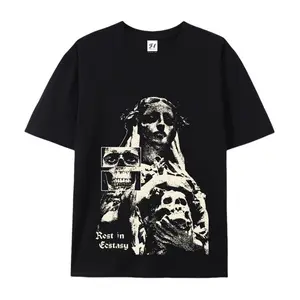 Dark Gothic Style Casual Graphic Print Short Sleeve Crew Neck T-Shirt