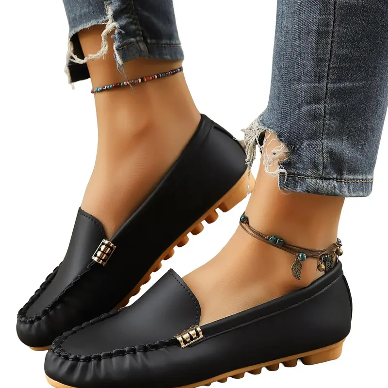 Women's Fashionable Plain Color Flatform Loafers, Casual Comfortable Buckle Design Shoes for Daily Wear, Lightweight Breathable Shoes for All Seasons, Casual Flats, Lightweight Flats Footwear