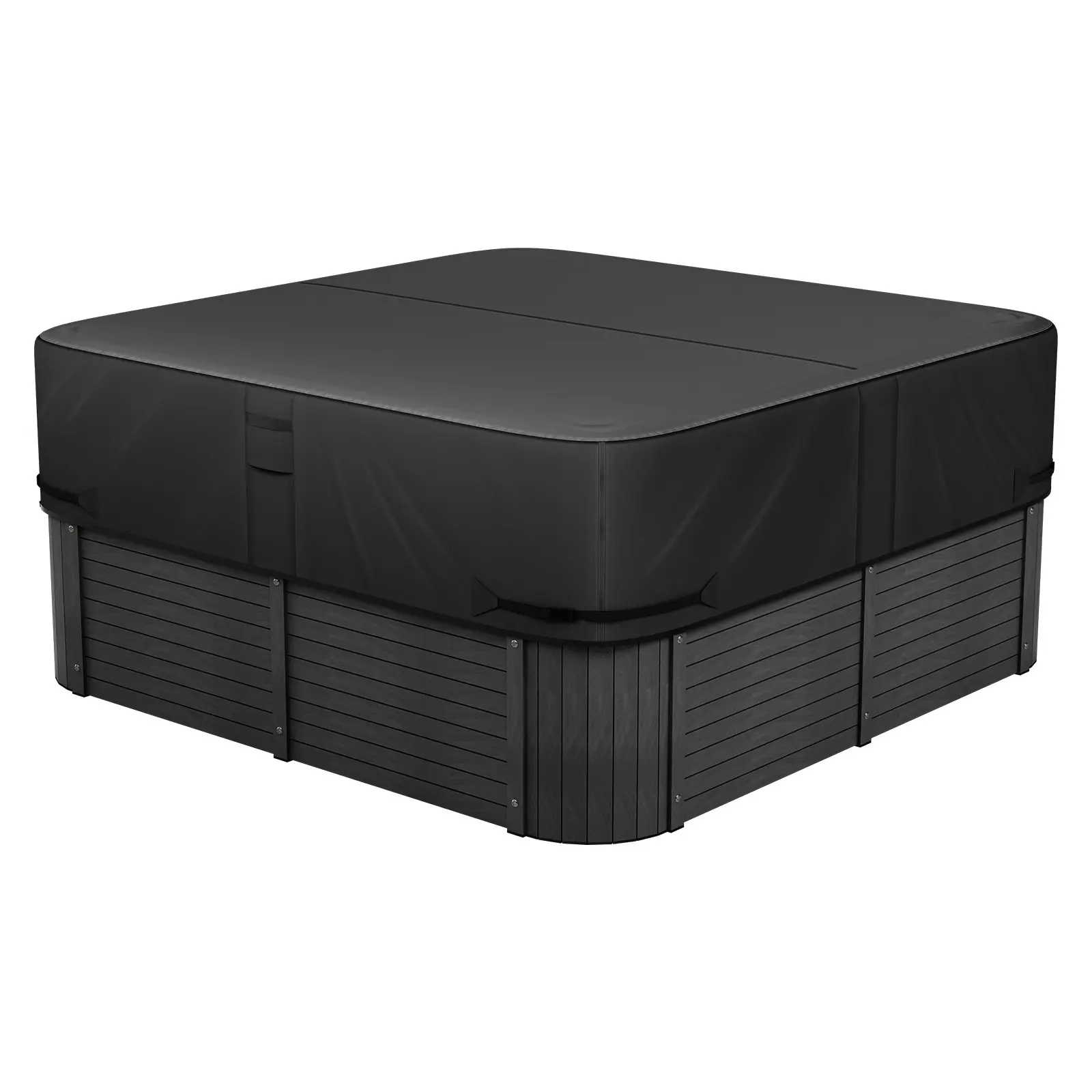 VEVOR Outdoor Hot Tub Cover, 80x 80x 20 Inch Weatherproof and Waterproof Hot Tub Cover Protector, 600D Heavy Duty Oxford Fabric and 950N Tearing Strength, Square Spa Covers for Hottub, Black