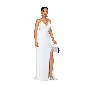 Pearl Suspender Slit Dress