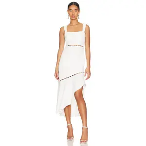 JONATHAN SIMKHAI Houston Cut Out Draped Midi Dress in White