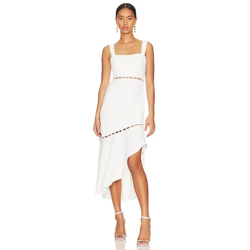 JONATHAN SIMKHAI Houston Cut Out Draped Midi Dress in White