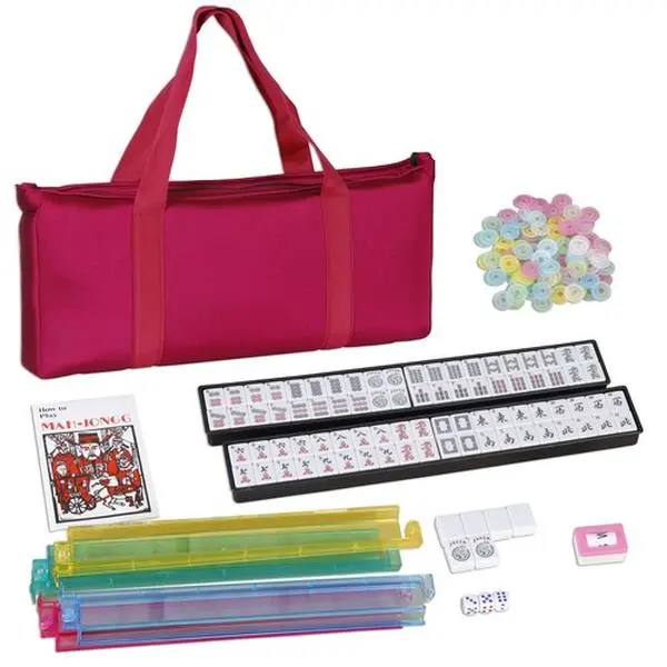 Zeny Acrylic Portable American Mahjong Set (8 lbs) - 166 Tiles, 4-Color Pushers, 4-Color Racks, 16 x Flowers, 36 x Bamboos, Soft Storage Bag for Family and Friends Party Game (Toys & Hobbies, Board Games)