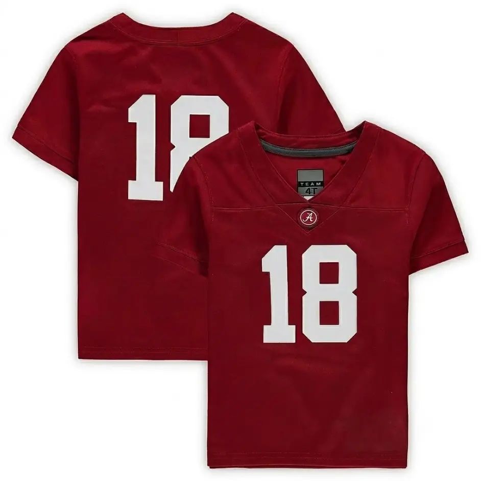 #18 Men's Crimson Alabama Tide Game Football Jersey, Heritage Stripe 2026-27 Short Sleeves Football Jerseys