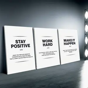 Framed, 3-piece framed inspirational canvas wall art - motivational posters for office and study decoration with the message "Stay positive, work hard, achieve your dreams." | Modern home decoration | Framed canvas