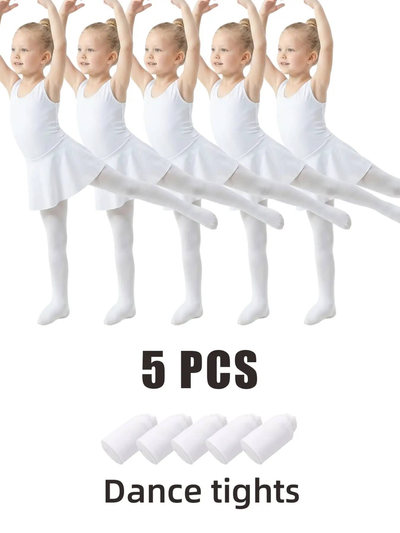 5 PCS girls tights Toddler Ballet Tights Children's Stretchy Dance leggings - No-Heel Design for Enhanced Movement