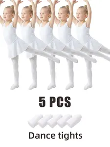 5 PCS girls tights Children's Stretchy Dance leggings - No-Heel Design for Enhanced Movement