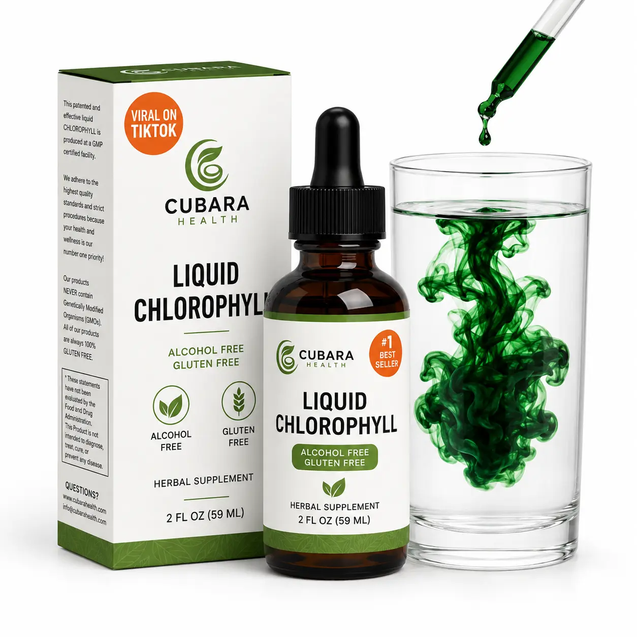 Liquid Chlorophyll Drops (4 Month Supply) Healthcare Supplement - Natural Deodorant and Detox - Gut Support Healthcare Liver