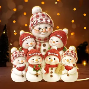 Family Snowman Night Acrylic Box, Snowman Grandma & Grandkids Together, Personalized Acrylic Box, Christmas Gift for Grandma